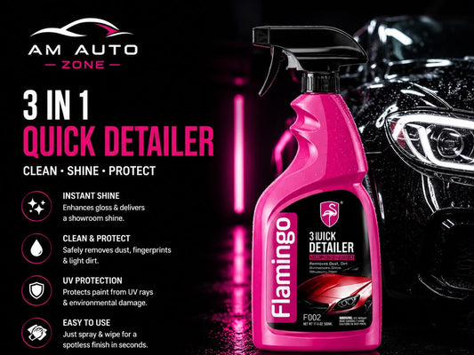 Flamingo 3 in 1 Quick Detailer Spray 500ml | Instant Car Shine & Surface Cleaner