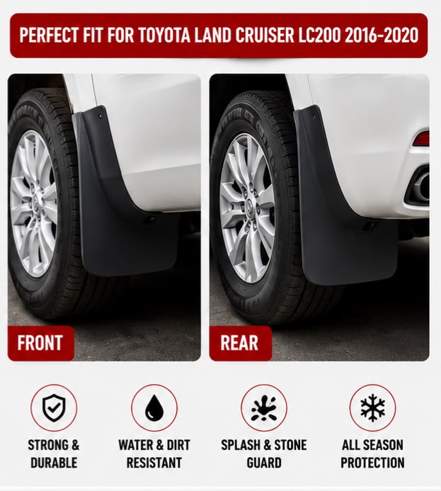 Toyota Land Cruiser LC200 Mud Flaps Set 2016 2017 2018 2019 2020 | Front & Rear Splash Guards