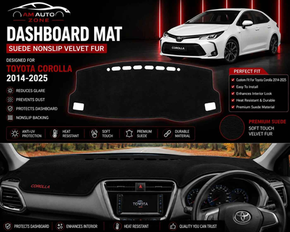 Dashboard Mat for Toyota Corolla 2014, 2015, 2016, 2017, 2018, 2019, 2020, 2021, 2022, 2023, 2024 & 2025 | Premium Suede Non-Slip Dashboard Cover | Heat Resistant Anti-Glare Dash Mat | AM Auto Zone