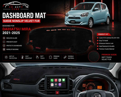 Dashboard Mat for Daihatsu Mira 2021, 2022, 2023, 2024 & 2025 | Premium Suede Non-Slip Velvet Dashboard Cover | Heat Resistant Anti-Glare Dash Protector | AM Auto Zone