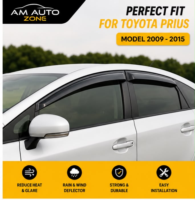Air Press Sun Visor Without Chrome for Toyota Prius Maximus NB 2009 2010 2011 2012 2013 2014 2015 | 4 PCS Rain Guard Window Deflector