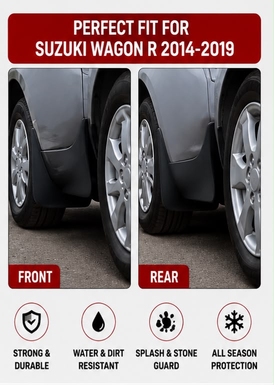 Suzuki Wagon R Mud Flaps Set 2014 2015 2016 2017 2018 2019 | Front & Rear Splash Guards