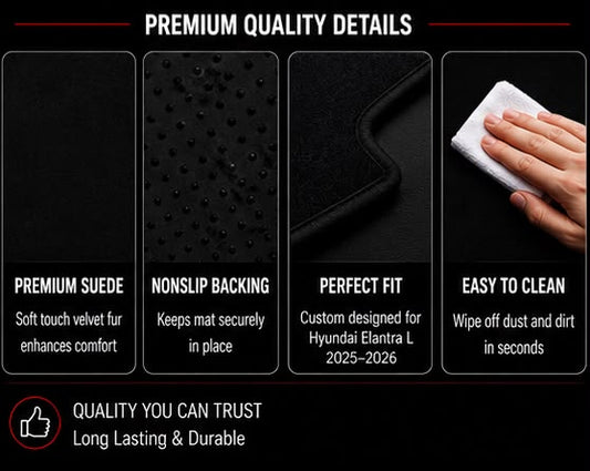 AM Auto Zone Premium Suede Dashboard Mat Cover for Hyundai Elantra L 2025 2026 – Anti-UV, Non-Slip Velvet Fur Dash Cover Protection