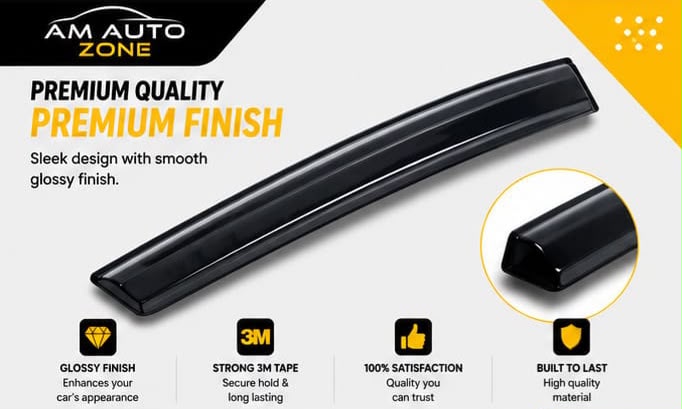 Honda City Maximus TXR 2021, 2022, 2023, 2024, 2025, 2026 Air Press Sun Visor | Without Chrome | 4 PCS | Rain & Wind Deflector
