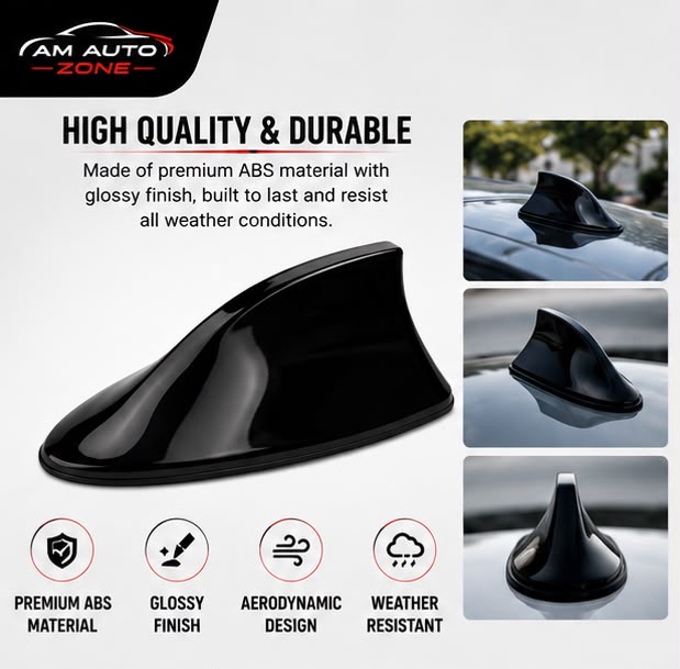 Car Shark Fin Antenna | Universal ABS Roof Antenna – Black