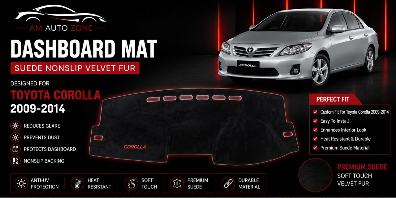 Toyota Corolla Dashboard Mat 2009 2010 2011 2012 2013 2014 | Premium Suede Non-Slip Dashboard Cover | Anti-UV Heat Resistant Dash Protector