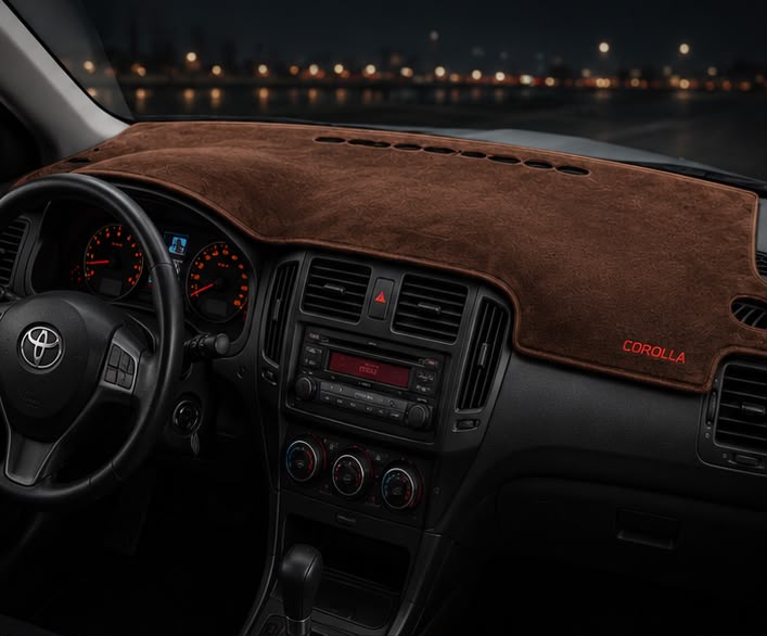 Brown Dashboard Mat for Toyota Corolla 2003, 2004, 2005, 2006, 2007 & 2008 | Premium Suede Non-Slip Dashboard Cover | Heat Resistant Anti-Glare Dash Mat | AM Auto Zone