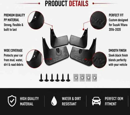 Suzuki Vitara Mud Flaps Set 2016 2017 2018 2019 2020 | Front & Rear Splash Guards