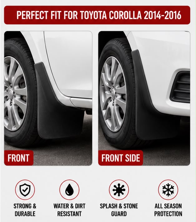Toyota Corolla Mud Flaps Set 2014 2015 2016 | Front & Rear Splash Guards