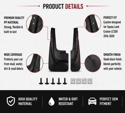 Toyota Land Cruiser LC200 Mud Flaps Set 2016 2017 2018 2019 2020 | Front & Rear Splash Guards