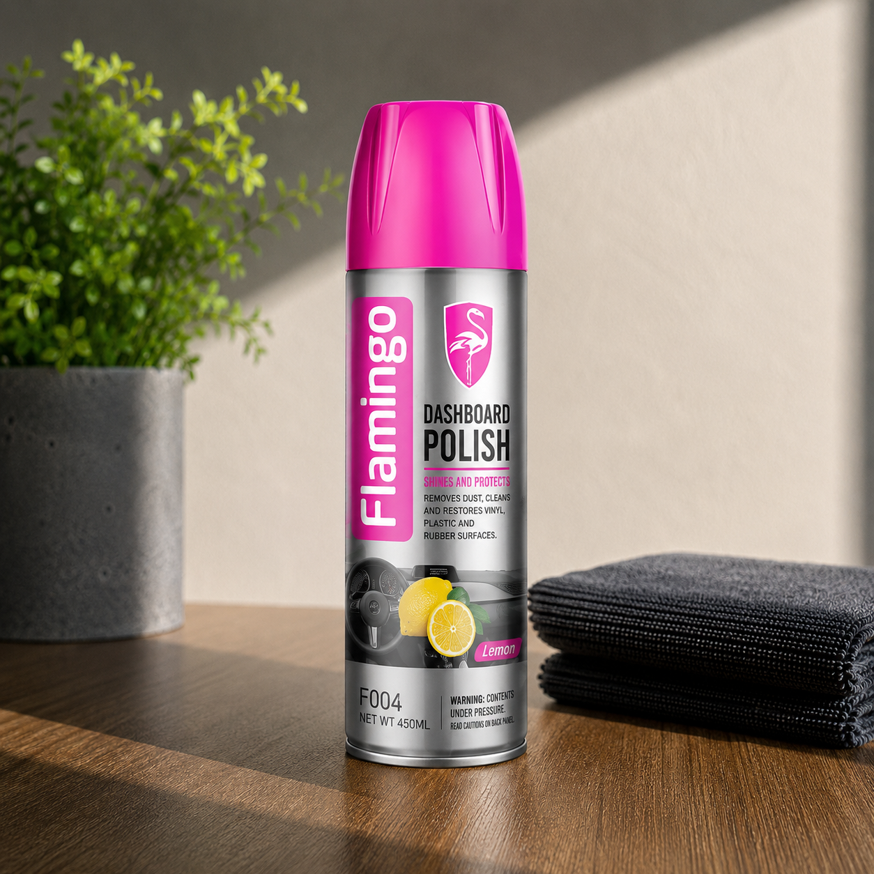 Flamingo Dashboard Polish Spray 450ml – Multi-Fragrance Interior Shine & Protection