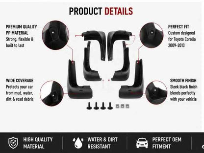 Toyota Corolla Mud Flaps Set 2009 2010 2011 2012 2013 | Front & Rear Splash Guards