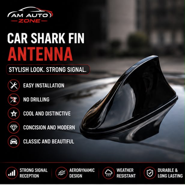Car Shark Fin Antenna | Universal ABS Roof Antenna – Black