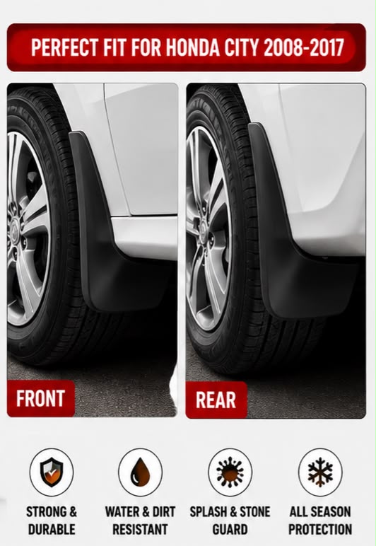 Honda City Mud Flaps Set 2008 2009 2010 2011 2012 2013 2014 2015 2016 2017 | Front & Rear Splash Guards