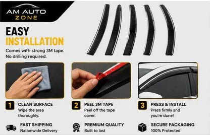 Air Press Sun Visor with Chrome for Honda City Maximus TXR 2021 2022 2023 2024 2025 2026 | 4 PCS Rain Guard Window Deflector