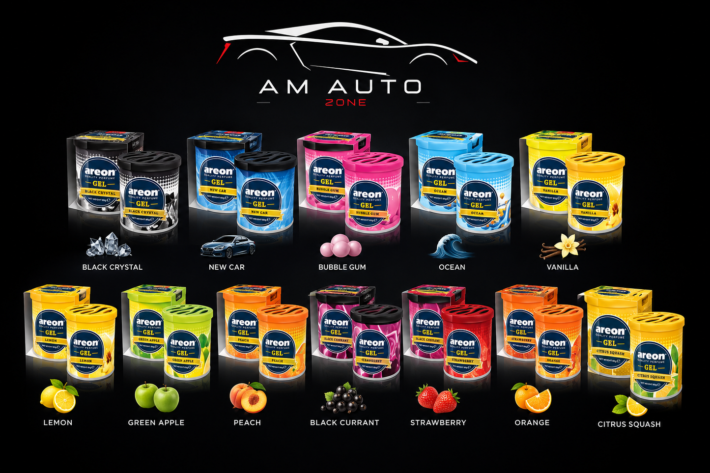 Areon Gel Air Freshener for Car, Home & Office – Long Lasting Perfume | All Variants
