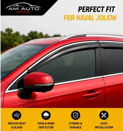 Haval Jolion Maximus TXR Air Press Sun Visor with Chrome 6PCS | Rain Guard Window Visor Deflectors | AM Auto Zone