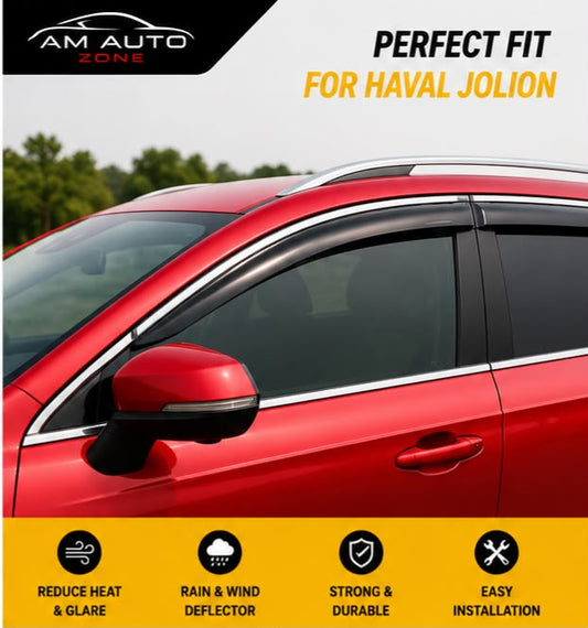 Haval Jolion Maximus TXR Air Press Sun Visor with Chrome 6PCS | Rain Guard Window Visor Deflectors | AM Auto Zone