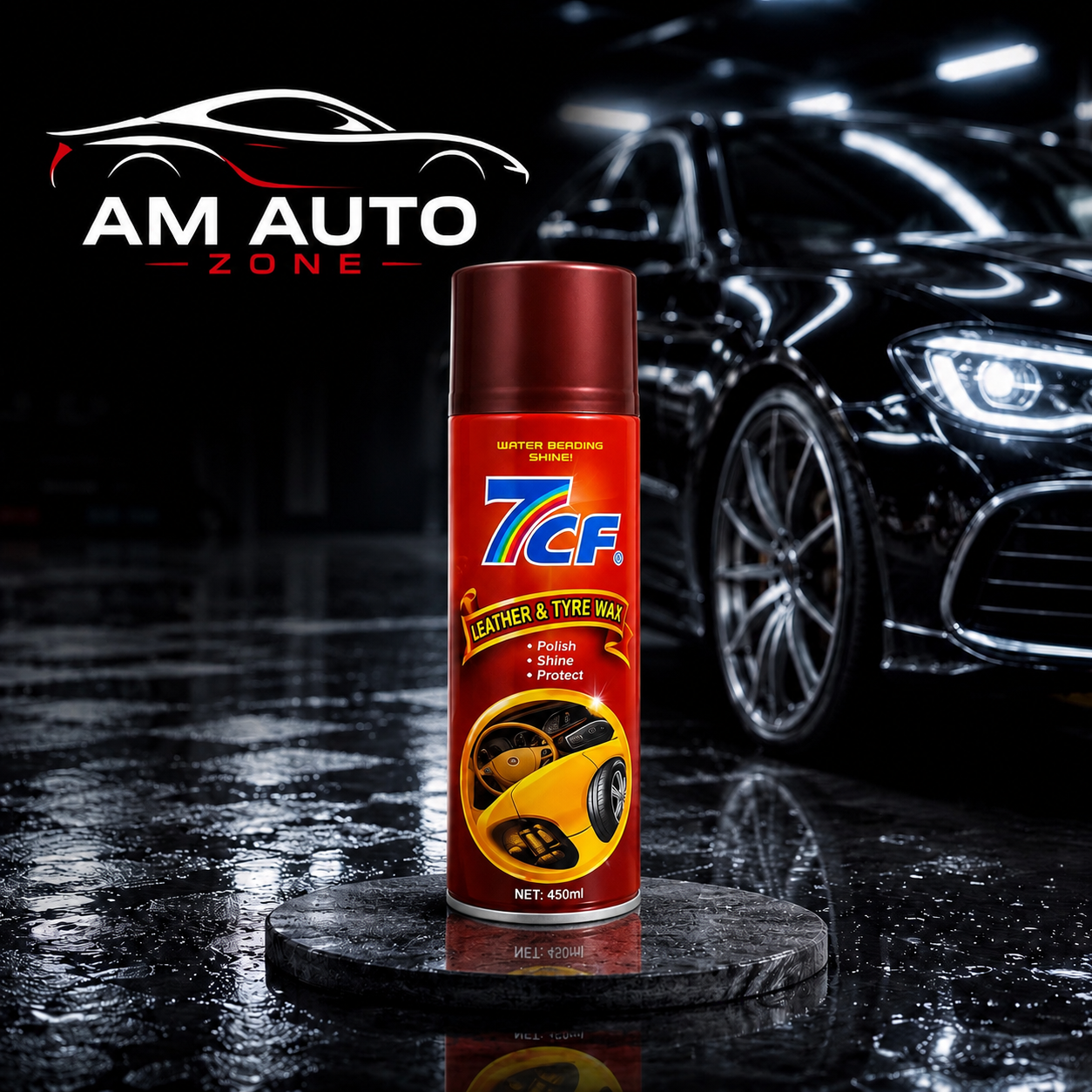 7CF Leather & Tyre Wax Spray 450ml – Dashboard, Tyre & Leather Shine Protectant
