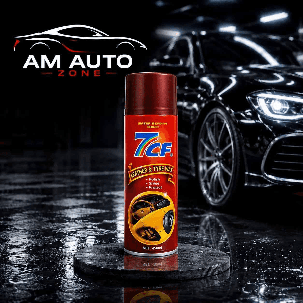 7CF Leather & Tyre Wax Spray 450ml – Dashboard, Tyre & Leather Shine Protectant