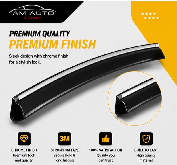 Haval Jolion Maximus TXR Air Press Sun Visor with Chrome 6PCS | Rain Guard Window Visor Deflectors | AM Auto Zone
