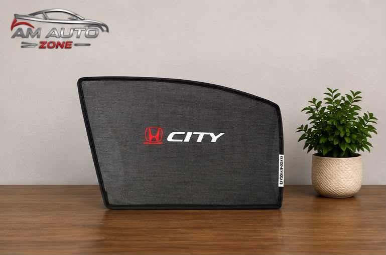 Honda City Foldable & Flexible Side Sun Shade with Logo for Honda City 2008, 2009, 2010, 2011, 2012, 2013, 2014, 2015, 2016, 2017, 2018, 2019, 2020 & 2021 | Custom Fit Car Window Sun Shades | 4 PCS