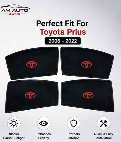 Toyota Prius Magnetic Side Sun Shades with Toyota Logo 2006 2007 2008 2009 2010 2011 2012 2013 2014 2015 2016 2017 2018 2019 2020 2021 2022 | Set of 4