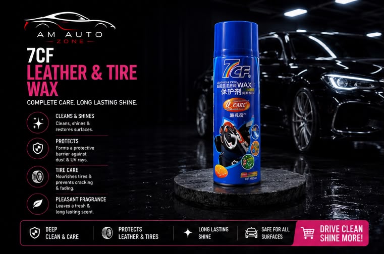 7CF Leather & Tire Wax Spray 450ml – Multi-Purpose Interior & Exterior Shine & Protection