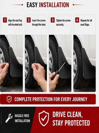 Suzuki Mehran Mud Flaps Set 2004 2005 2006 2007 | Front & Rear Splash Guards