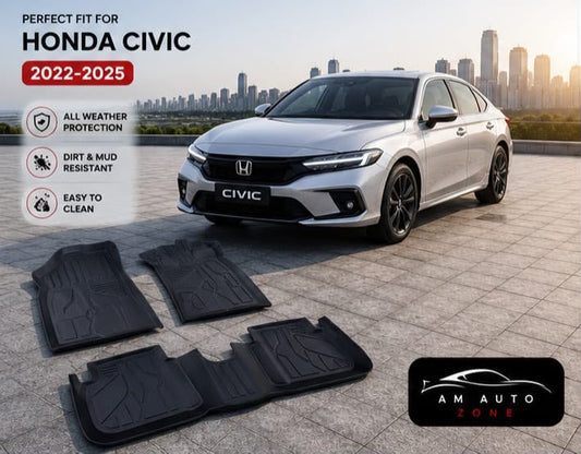 Premium TPE Floor Mats for Honda Civic 2022 2023 2024 2025 | Waterproof Anti-Slip Car Floor Liners