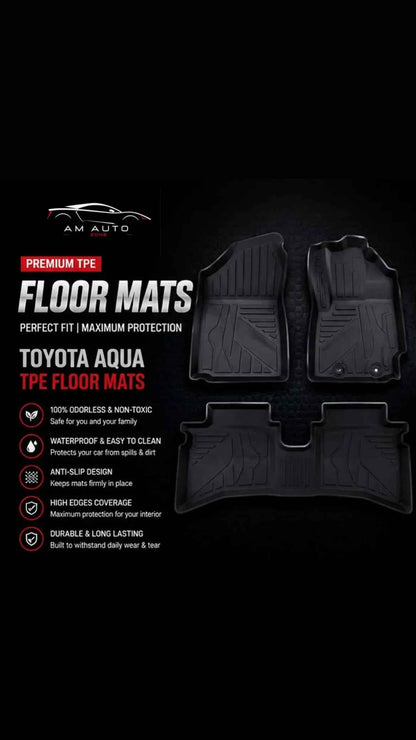 Toyota Aqua Premium TPE Floor Mats | Waterproof All Weather Custom Fit Car Floor Liners