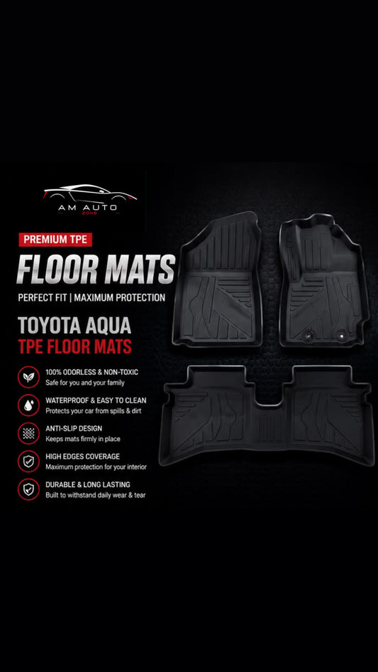 Toyota Aqua Premium TPE Floor Mats | Waterproof All Weather Custom Fit Car Floor Liners