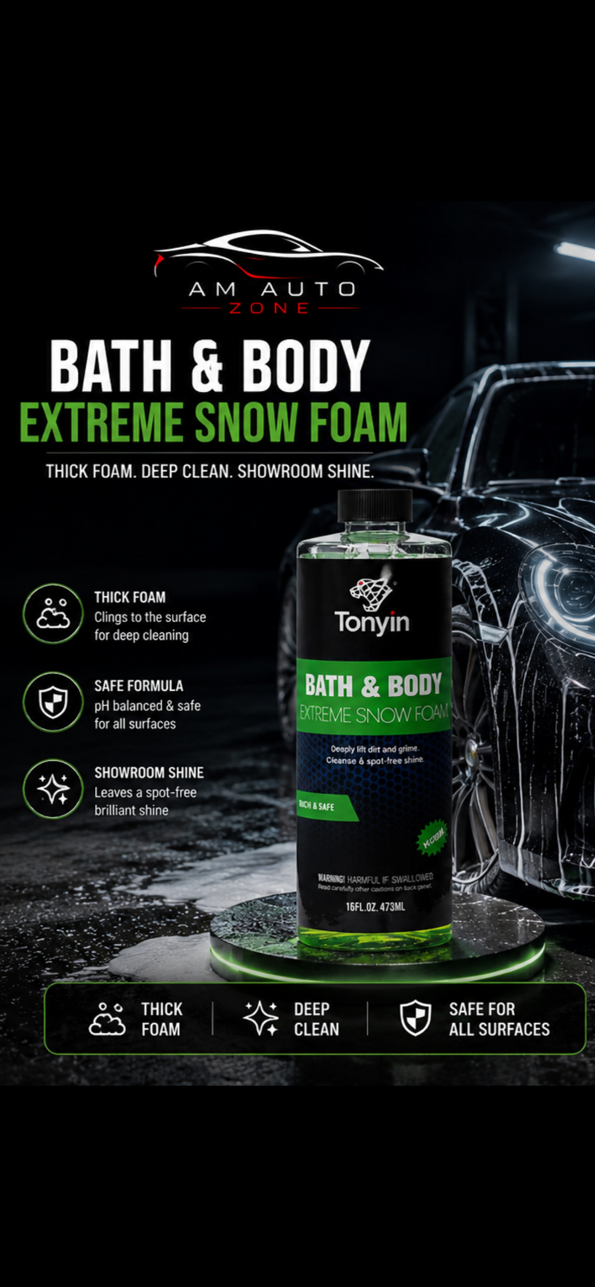 Tonyin Bath & Body Extreme Snow Foam Car Wash (1:1800 Concentrate) – High Foam Car Shampoo 473ml