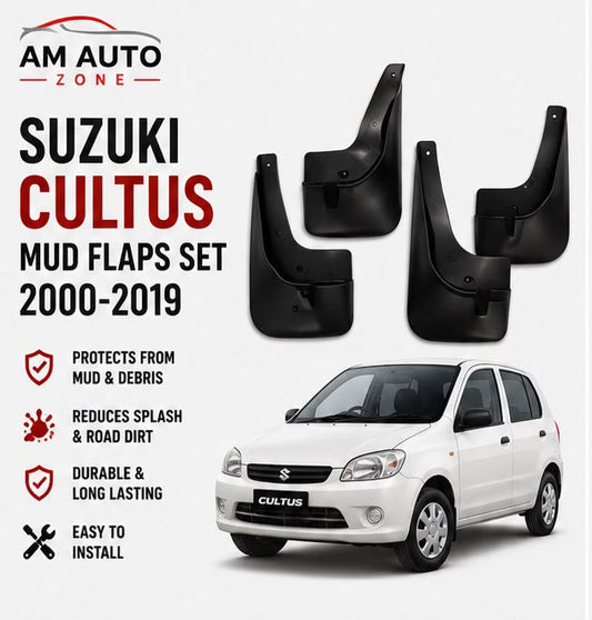 Suzuki Cultus Mud Flaps Set 2000 2001 2002 2003 2004 2005 2006 2007 2008 2009 2010 2011 2012 2013 2014 2015 2016 2017 2018 2019 | Front & Rear Splash Guards