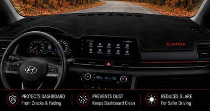AM Auto Zone Premium Suede Dashboard Mat Cover for Hyundai Elantra L 2025 2026 – Anti-UV, Non-Slip Velvet Fur Dash Cover Protection