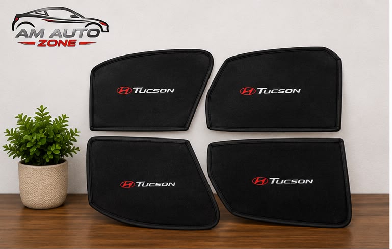 Hyundai Tucson Hybrid Foldable & Flexible Side Sun Shade with Logo for Hyundai Tucson Hybrid 2025 & 2026 | Custom Fit Car Window Sun Shades | 4 PCS