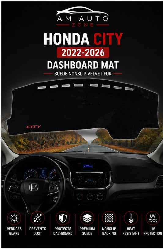 Honda City Dashboard Mat (2022–2023-2024-2025-2026) – Premium Suede Non-Slip Dashboard Cover | AM Auto Zone