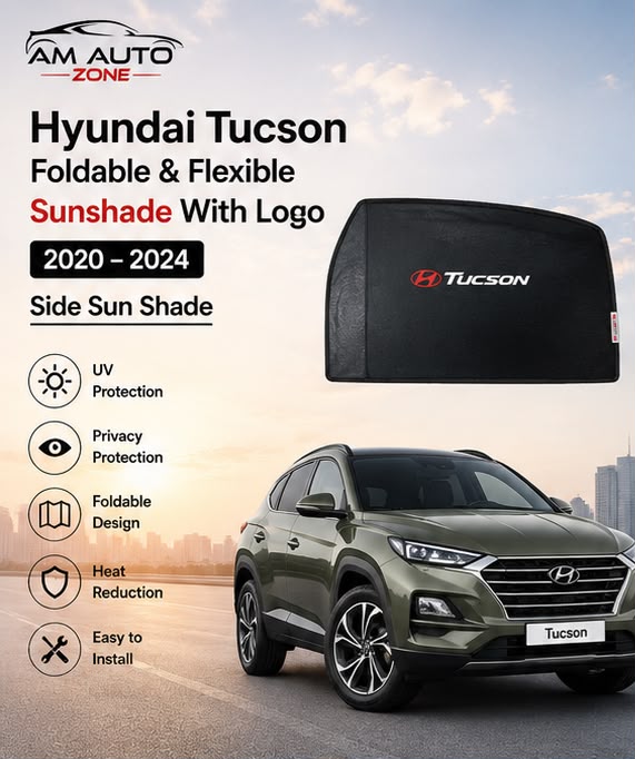 Hyundai Tucson Foldable & Flexible Side Sun Shade with Logo | 2020, 2021, 2022, 2023, 2024