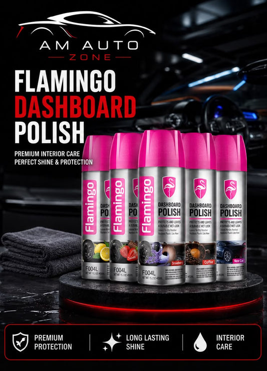 Flamingo Dashboard Polish Spray 450ml – Multi-Fragrance Interior Shine & Protection