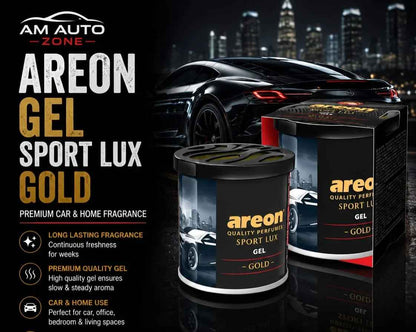 Areon Gel Sport Lux Gold Car & Home Air Freshener | Long Lasting Premium Gel Fragrance