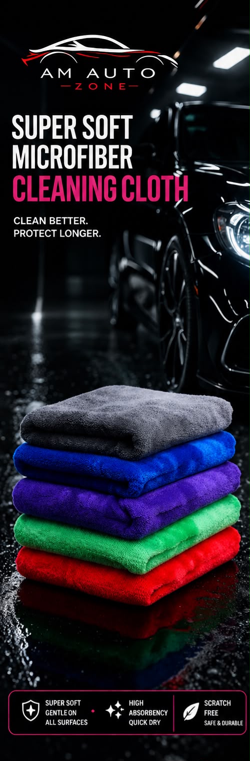 AM Auto Zone Super Soft Microfiber Cleaning Cloth – Ultra Absorbent Scratch-Free Car Detailing Towel 40x60 300GSM