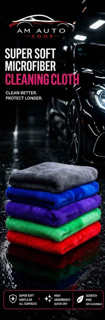 AM Auto Zone Super Soft Microfiber Cleaning Cloth – Ultra Absorbent Scratch-Free Car Detailing Towel 40x60 300GSM