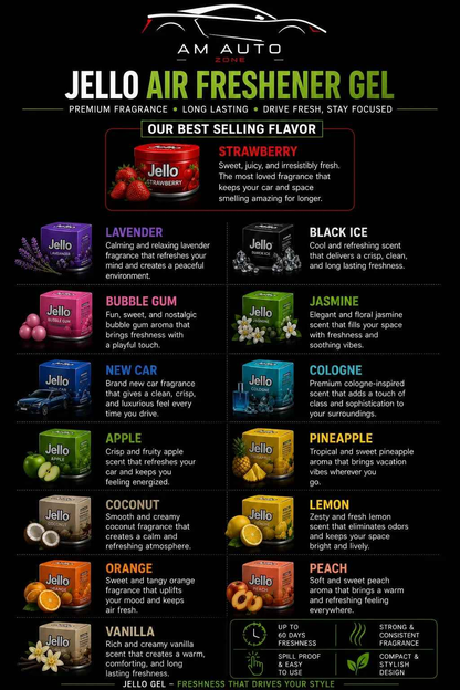 Jello Gel Air Freshener for Car | Long Lasting Car Perfume | AM Auto Zone