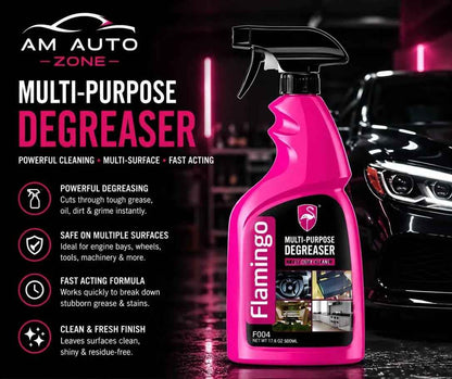 Flamingo Multi-Purpose Degreaser Spray 500ml | Heavy Duty Grease & Oil Remover for Cars, Bikes & Home