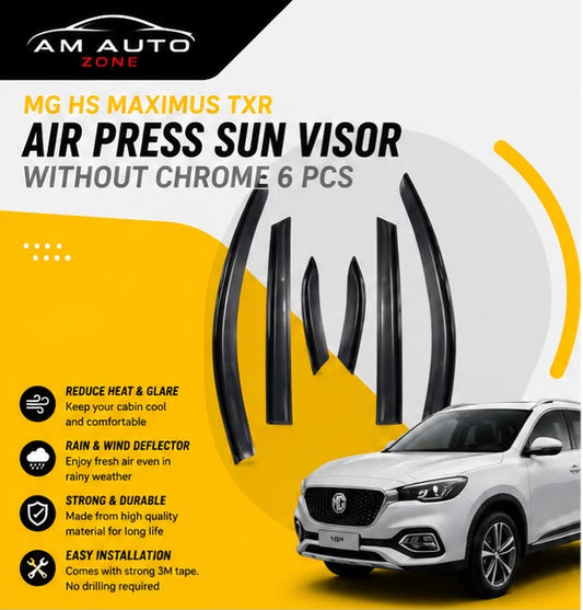 MG HS Maximus TXR Air Press Sun Visor Without Chrome 6PCS | Window Wind Deflectors | AM Auto Zone