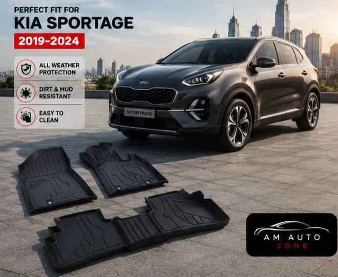 KIA Sportage TPE Floor Mats | Premium 3D Custom Fit All Weather Car Floor Liners | KIA Sportage 2019, 2020, 2021, 2022, 2023 & 2024 | AM Auto Zone