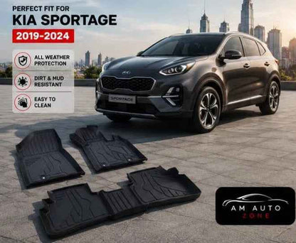 KIA Sportage TPE Floor Mats | Premium 3D Custom Fit All Weather Car Floor Liners | KIA Sportage 2019, 2020, 2021, 2022, 2023 & 2024 | AM Auto Zone