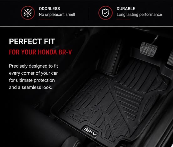 Honda BR-V 2017–2118-2019-2020-2021-2022-2023-2024-2025 Premium TPE Floor Mats | Waterproof All Weather Custom Fit Car Floor Liners