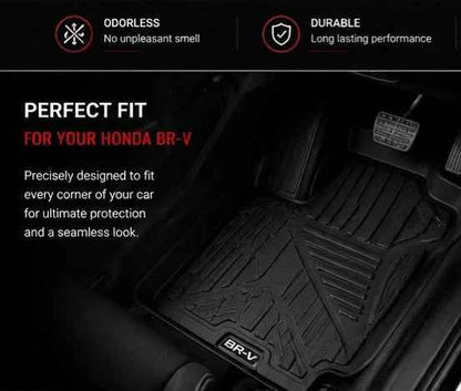 Honda BR-V 2017–2118-2019-2020-2021-2022-2023-2024-2025 Premium TPE Floor Mats | Waterproof All Weather Custom Fit Car Floor Liners