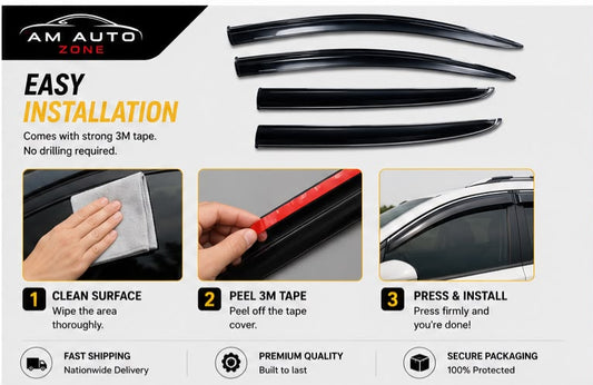 KIA Sportage Maximus TXR Air Press Sun Visor with Chrome 4PCS | Window Wind Deflectors | AM Auto Zone